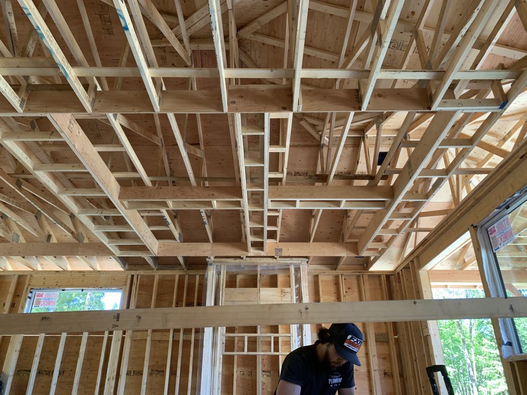 House structure in the framing stage on a VIP Homes build