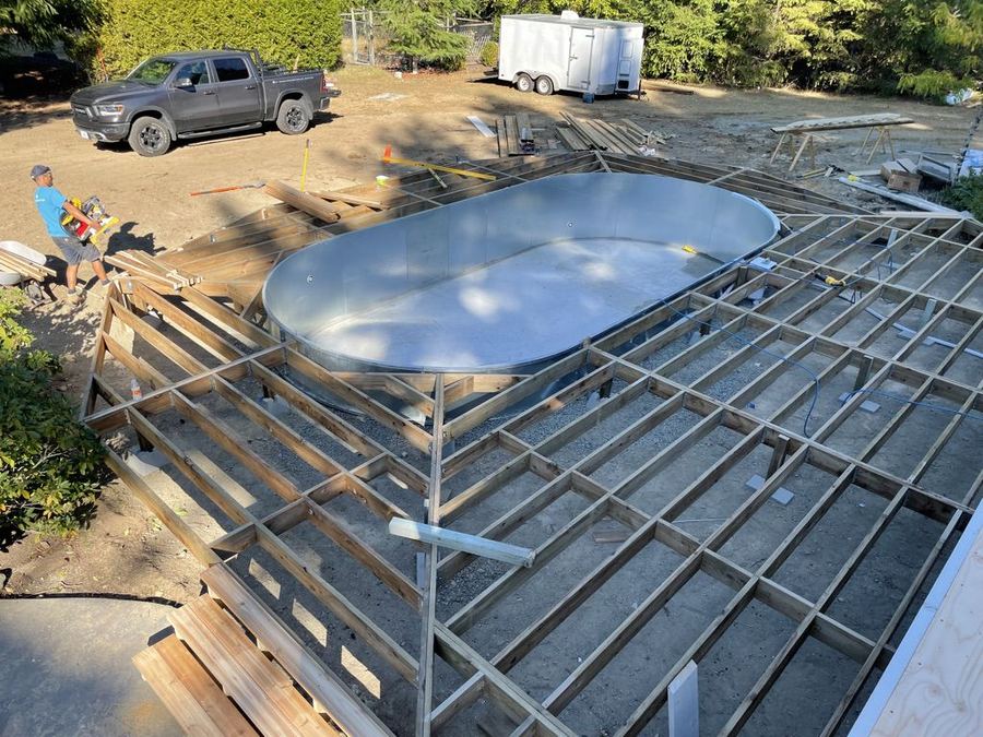 Early excavation and forming for a new swimming pool